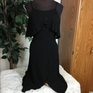 LULU’S black S spaghetti strap ruffle front dress